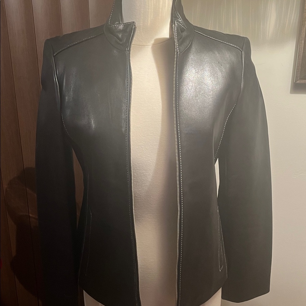 Michael Kors Black Leather Jacket - Picture 2 of 10